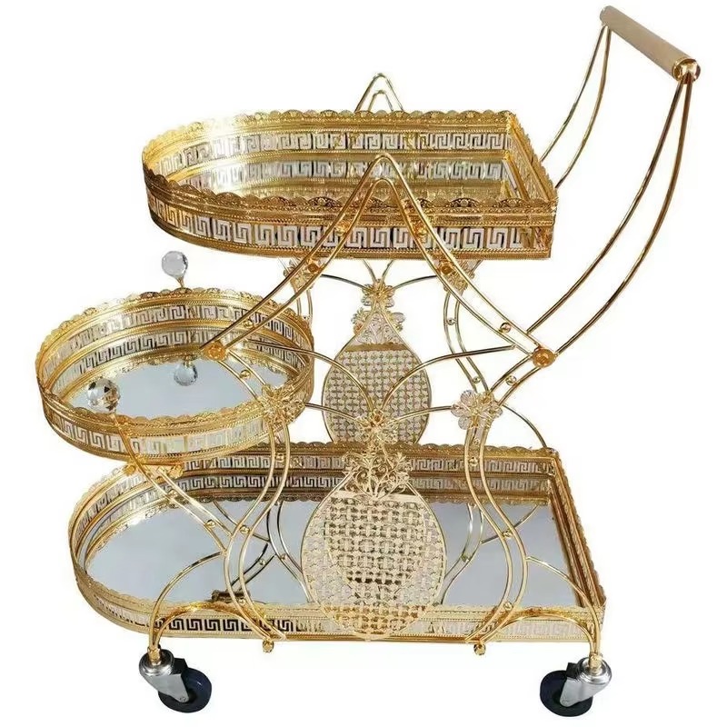 Commercial Kitchen And Bar - Carrito de Servicio Moderno Dorado de